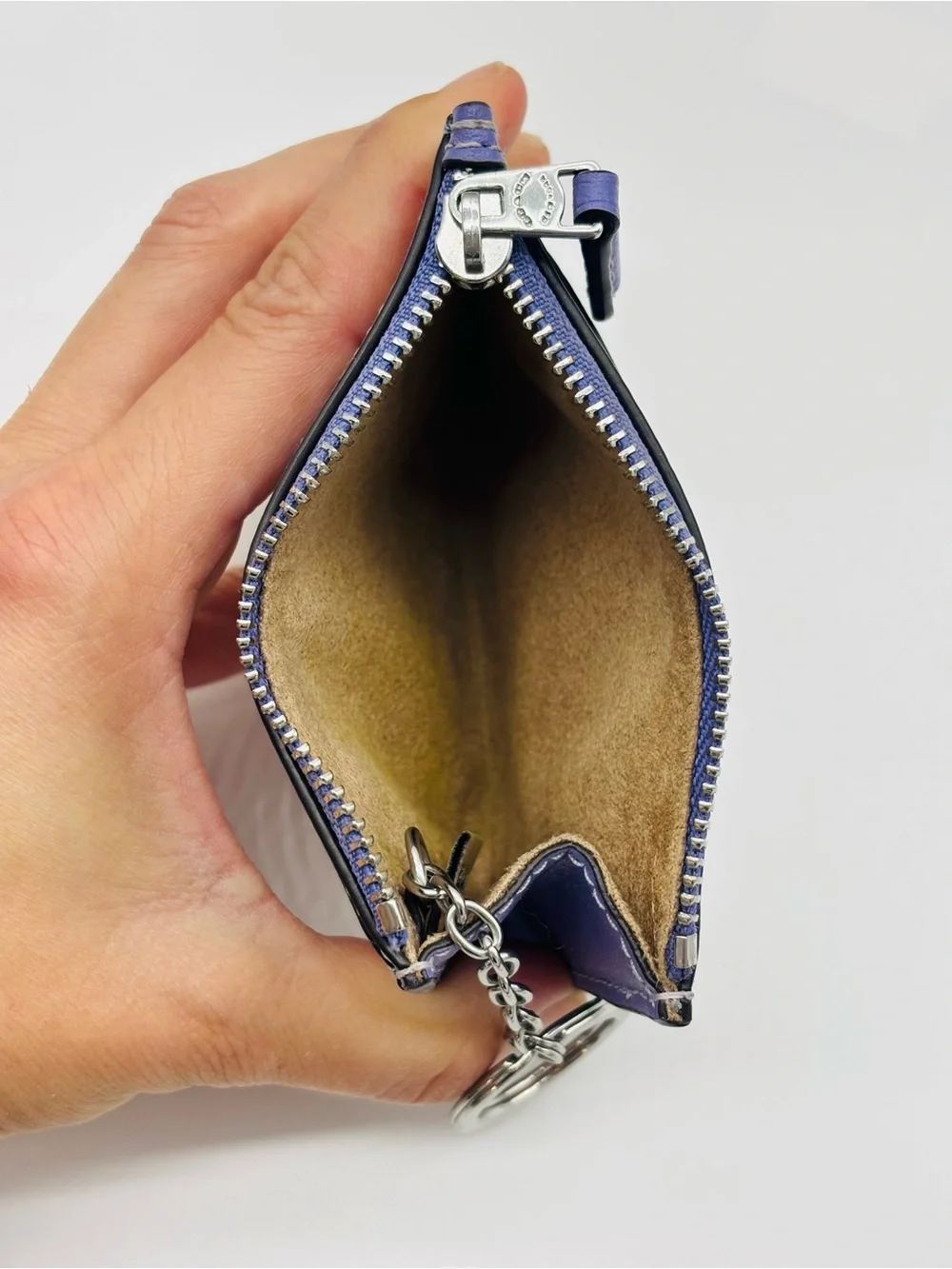 Coach Violet Checkerboard Skinny ID Card Case Holder Wallet Keychain
